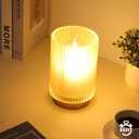 Battery Operated Lamp, Cordless Table Lamp with Timer, Desk Bedside Lamps with LED Warm Light, Glass Small Table Lamp for Bedroom, Bathroom, Living Room, Home Decor - Matte Amber