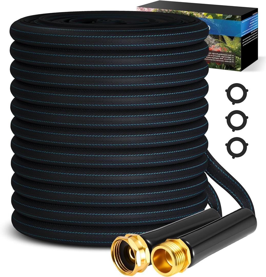 CXEZSIK Garden Hose 50ft Lightweight, Non-Expanding, Leak-Proof Metal Connector, No-Knot No-Tangle, Easy to Store and Carry, Wear-Resistant, 3/4GHT Flexible Water Hose, Hose for Yard, Garden, Outdoor