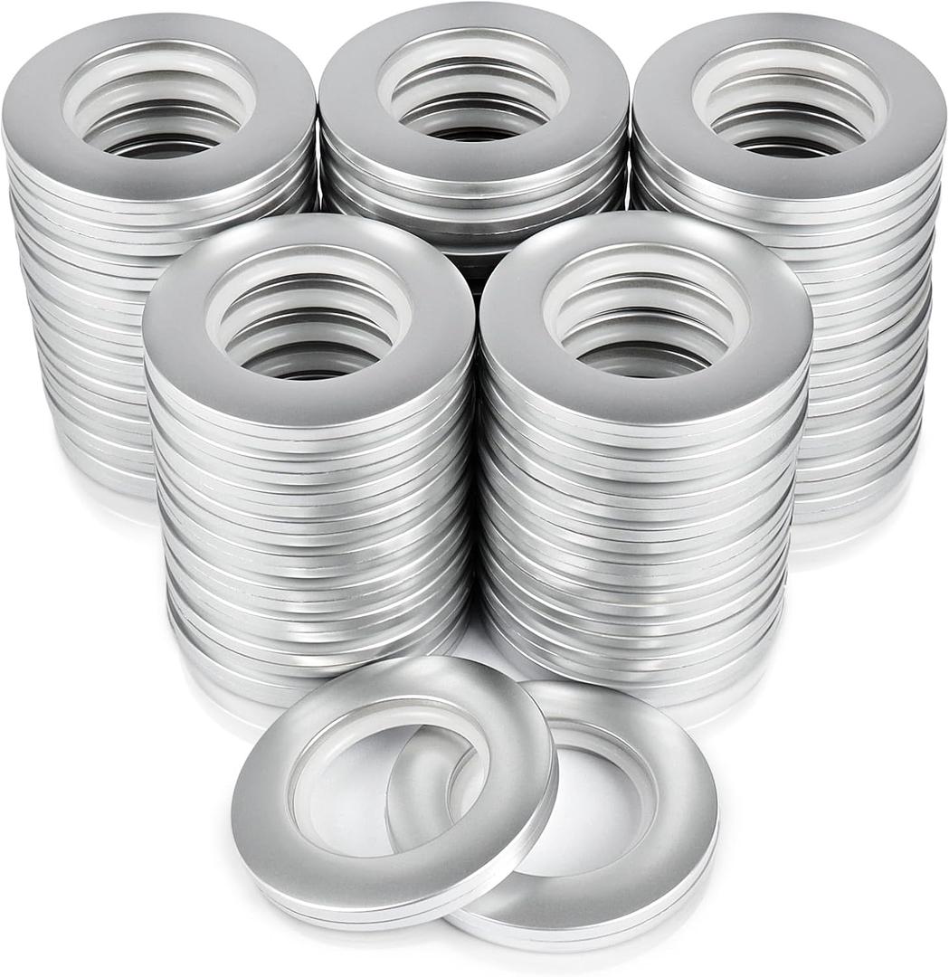 50 Pack Curtain Grommet 1-9/16 Inner Diameter 40mm Inner Plastic Ring Can Make Curtain Grommet Kit A Bit Quieter On The Rod for Window Shower Drapery,Living Room(Matte Silver)