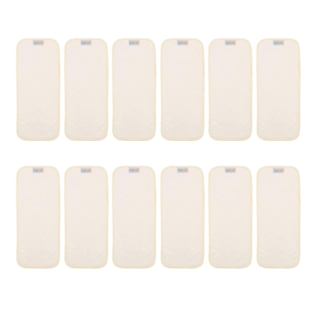 ALVABABY 12PCS Cloth Diaper Inserts/Reusable Washable 3-Layers Super Soft Inserts for Cloth Diapers Covers