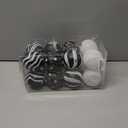 MCEAST 16 Pieces 3.15 Inches Christmas Balls Christmas Tree Pendants Shatterproof Decorative Baubles Balls for Christmas Tree Decoration, Black, White