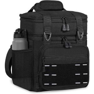 Lunch Box Cooler Bag - Tactical Insulated Lunchbox for Men - Large Soft Expandable Lunch Pail for Adults Work Outdoor Shifts Trips Black 16L