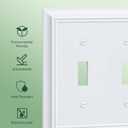 2-Pack Double Toggle Light Switch Cover Plate, Durable Natural Bamboo Fiber Decorative Switch Plate Covers, Pure White 2 Gang Wall Plate, Corrosion Resistant