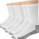 Hanes Men's Work Socks, Cushioned Crew Socks, Moisture-Wicking Socks & Odor Control, Black & White