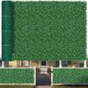 Boxwood Roll Panels with Flowers, 71"x144" (72 sqft) Artificial Ivy Privacy Fence Screen, UV-Anti Faux Boxwood Roll Grass Wall Panels for Patio Garden Balcony Decor