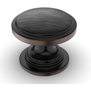 Amerdeco 10 Pack 1-1/4 inch Kitchen Cabinet Knobs Oil Rubbed Bronze Cabinet Knobs Bedroom Dresser Drawer Knobs Single Hole Cabinet Handles
