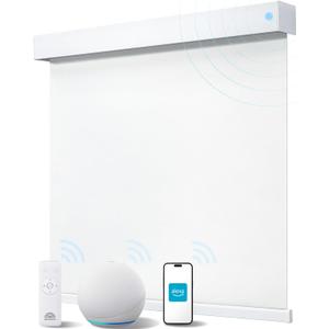 Smart Roller Shades for Windows, Alexa Blackout Motorized Blinds with Remote Control, Easy Install Automatic Electric Blinds for Indoor (22" W x 72" H, White)