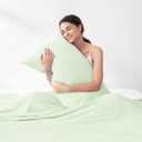 Cozy Bliss Cooling Pillow Cases for Hot Sleepers, Q-Max>0.4, Queen Size Set of 2, Soft & Silky Pillow Covers with Envelope Closure,Gift, Green, 20x30 Inches