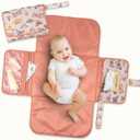 Tiny Twinkle Portable Diaper Changing Pad | Waterproof, Wipeable & Compact Baby Changing Pad for Travel | Smart Wipes Pocket & Organized Storage| Newborn Shower Gift (Flutter)