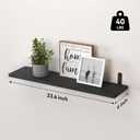 WOPITUES Wood Floating Shelves Set of 6, 24 inch Long Floating Shelves for Wall Decor, Farmhouse Shelf for Bedroom, Bathroom Storage Shelves, Book Shelves for Living Room - Black