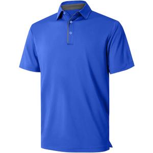NIASHOT Mens Polo Shirt Short Sleeve Golf Sports Casual Tee (Blue, M)
