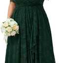 SCOMCHIC Womens Plus Size Wedding Guest Dress Formal Lace Wrap V Neck High Low Short Sleeve Cocktail Maxi Dresses XL-4XL (Large, Emerald Green)