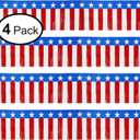 Parade Floats Foil Fringe Skirting Decorations - Pack of 4 - Each 15" x 10 Feet American Flag Stripes and Stars Metallic Tinsel Patriotic Garland for 4th of July, Homecoming or Christmas Float (4)