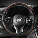 HighnessHwoo 3D Car Steering Wheel Cover Comfort Grip Massage Sporty Anti-Slip Carbon Fiber Faux Leather for Sedan SUV, Universal Fit, Car Handle Covers for All Seasons, 14.75-15.15in, Orange