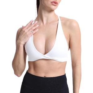 Aoxjox Women's Workout Sports Bras Fitness Backless Padded Sienna Low Impact Bra Yoga Crop Tank Top (White, X-Small)