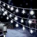 HEYFUNi LED Star String Lights Plug in, 100 LED 33 FT Outdoor Christmas Fairy Lights, 8 Modes Star Twinkle Light for Holiday New Year Wedding Party, Xmas Tree, Garden Decor(White)