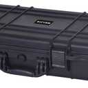 MEIJIA Portable Rolling Waterproof All Weather Hard Rifle Case,Gun case with Wheels,Customizable Fit Foam Included,Fit for Rifle,Guns,Shotguns, Airsoft Gun (38.34"x17.87"x6.22", Black)