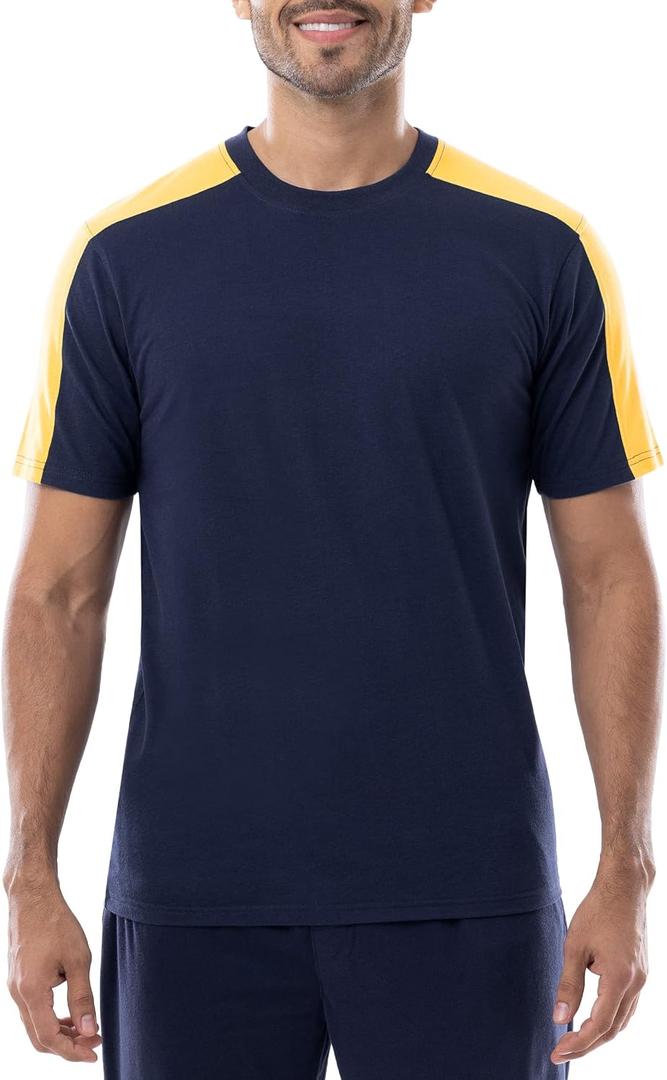 IZOD Men's Cotton Polyester Sueded Jersey Knit Short Sleeve Sleep Lounge T-Shirt (Blue, S)