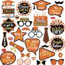 KatchOn, Graduation Photo Booth Props 2025 - Pack of 22 | Orange and Black Grad Photo Props | Grad Decorations Class of 2025 Props | Grad Props 2025 for Graduation Decorations 2025