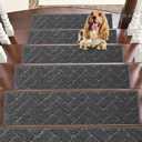 BEQHAUSE Stair Treads Non Slip Stair Runners Step Carpet Mat for Wooden Steps Indoor Machine Washable 28inX9in Edging Polyester Soft Stair Rugs for Kids Elders Pets with TPE Backing(Black,4pcs)