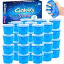 24 Pack Blue Galaxy Slime, Slime Bulk Party Favor for Girls & Boys, Clear Container Jars Galaxy Star Slime Cup, Soft, Wet, Non Sticky, Birthday Gifts, Classroom Rewards for Kids, Goodie Bag Stuffers