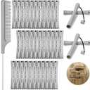 WILLBOND 36 Pieces Cold Wave Rod Hair Perm Rods Hair Rollers Perming Curlers with Steel Rat Tail Comb for Hairdressing Styling (0.59 Inch (Pack of 36), Gray)