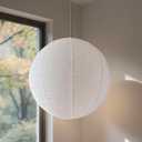 Hanging Lamp Shade Linen Lantern Shade White 20INCH Linen Pendant Lampshade Large Round Hanging Lantern Handmade Minimalist Decorations Suitable for Living room Bedroom and kitchen