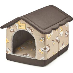 Jiupety Dog House Indoor, S Size Indoor Dog House for Small Dogs and Cats, Warm Cave Sleeping Nest Bed for Cats and Dogs, Brown