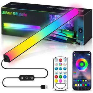 Monitor Down Light Bar, RGB Screen Desk Light PC, Dimmable LED Dynamic Rainbow Effect, Adjustable Brightness, Speed and Music, Remote Control Color Change, for Game Room, 1pcs