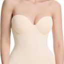 Decorus Seamless Strapless Shapewear Bodysuit - Tummy Control Sculpt Body Shaper : Cupped with Removable Straps (Medium, Beige)