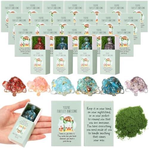 DoubleFill 24 Set Office Positive Gifts for Coworkers Employee Appreciation Gifts Bulk Emotional Pocket Hug Support Appreciation Gift for Staff Teacher Team (Natural Crystal)