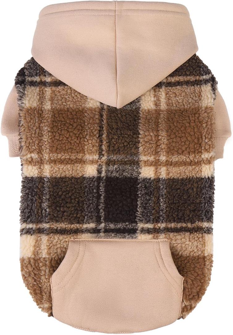 PUPTECK Dog Hoodie Puppy Sweatshirt Warm Dog Sweater Winter Clothes Cold Weather Coats for Small Medium Large Dogs, Brown, XXL