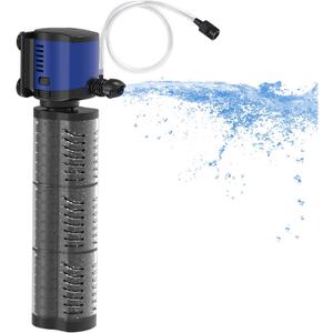 Pond Pump 660GPH Filtration, Sump Submersible Water Pump w/Sponge Filter, 8ft. High Lift, Quiet for Aquarium Hydroponics, Dry Burning Protection (JQP-2500F-660GPH(for 100-300 Gallon))