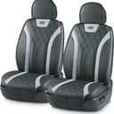 Skechers MAX Cushioning Car Seat Covers,Memory Foam Leather Car Seat Protectors, Airbag Safe Waterproof Sideless Front Seat Covers with Storage Pocket,Universal Fit for Cars Trucks SUV, Gray 2PCS