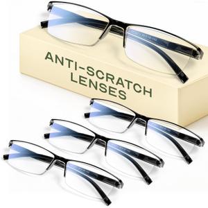 Gaoye 1.25 Executive Style Reading Glasses Men - Durable Readers with Blue Light Filtering- Comfortable Fit with TR90 Frames (4black)