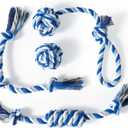 wodoca Dog Rope Toys 4 Pack, Puppy Teething Cotton Knot Chew Rope for Small Medium Dogs, Interactive Tug of War Dog Toys for Boredom, Teeth Cleaning (Blue)