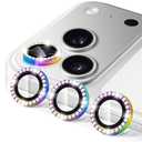Hsefo Camera Lens Protector for iPhone 17 Pro / 17 Pro Max, 9H Ultra-thin Tempered Glass, Diamond Bling Cute Girly Metal Individual Camera Cover Accessories for Women, Colorful