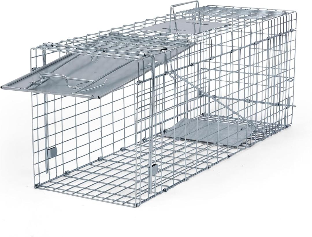 Humane Way Folding 32 Inch Live Humane Animal Trap - Safe Traps for All Animals - Raccoons, Cats, Groundhogs, Opossums - 32" L x 10.2" W x 12.2" H