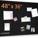 DOLLAR BOSS Large Bulletin Board 48" x 36" Foldable Felt Cork Board, Decorative Pin Board for Wall 4' x 3' Photo Display Board for Halloween Christmas Decor Office Home School with 20 Pins, Black