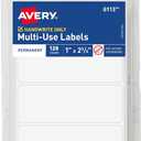 Avery Multi-Use Permanent Labels, 1" x 2.75", White, Non-Printable, 128 Blank Labels Total (6113)