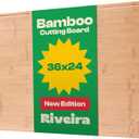 Riveira Brown Bamboo Wood Cutting Board – Gourmet Bamboo Grandeur: 36 x 24 Wooden Cutting Board – Wooden Cutting Boards For Kitchen Decorative – Innovative Juice Grooves Wooden Chopping Board