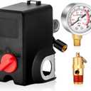 Air Compressor Pressure Switch 26 Amps 120/240 Volts 120-155 Psi with 0-200 Psi Air Gauge 1/8''NPT and Safety pressure relief Valve 1/4 Male NPT