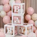 Pink and White Baby Shower Decorations for Girl, Baby Boxes with Letters/ Balloon Garland Arch/ Balloon Tools, Birthday Party Supplies Its a Girl Baby Shower Decorations