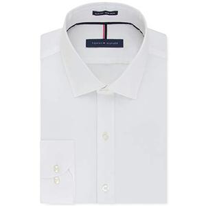 Tommy Hilfiger Men's Dress Shirt Slim Fit Non Iron Solid, White, 16" Neck 34"-35" Sleeve