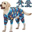 LovinPet Pajamas for Large Dogs, Lightweight Stretch Knit Pullover Dog Shirt, Marine Life Print, Pet Pajamas for Dogs, Large Breed Dog Jammie, PJ's for Pitbulls, Pet PJ's, 3XL (XXX-Large, Gold/Blue)