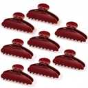 8 Pcs Large Acrylic Hair Claw Clips for Women Non slip Strong Hold Clamps for Thick and Thin Hair(Glossy,Red)