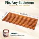 Teak Bath Mat 40"x18" Extra Large - Solid Wood Shower Mat for Bathroom, Spa & Outdoor Use - Non-Slip Fast-Drying Design - Natural Teak Wood - Wide Slat Floor Mat for Tub & Pool