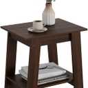 IDEALHOUSE End Table, Small Side Table, Nightstand with 2-Tier Storage Shelf, Wood Bedside Table for Living Room, Small Spaces, Bedroom, Entryway, Farmhouse, Walnut