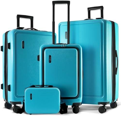 TRAVELARIM Hard Shell Luggage Sets with Spinner Wheels 4 Piece, Expandable Large Suitcases with TSA Lock, Travel Large Suitcase Set, Teal Luggage Set