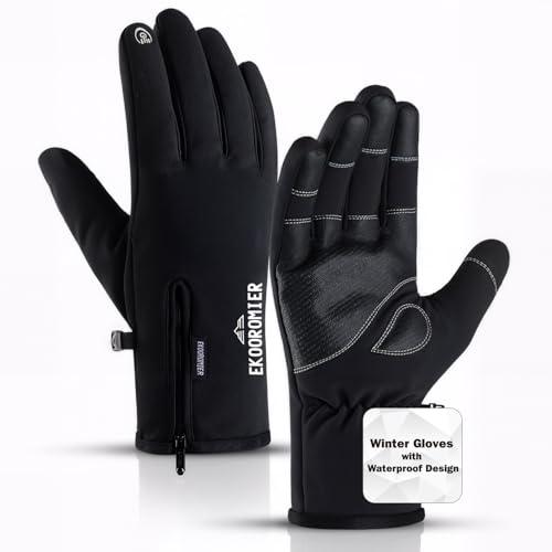 EKOROMIER Winter Gloves for Men Women, -12℉ Touchscreen Gloves Waterproof Windproof Thermal Skiing Gloves with 3M Thinsulate Insulation, Anti-Slip Grip Winter Gloves for Outdoor Sports Cycling Hiking, M